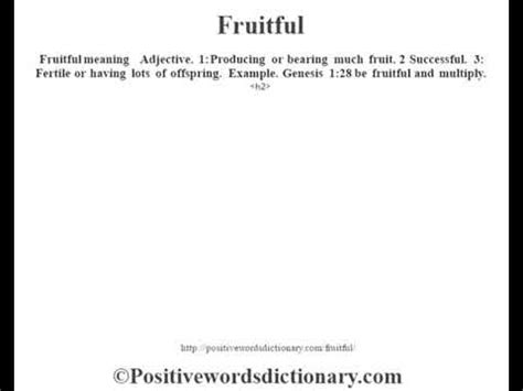 fruitful day meaning|FRUITFUL definition and meaning .